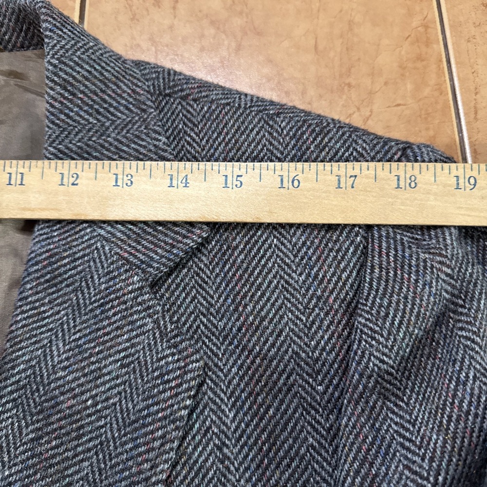 VTG Haggar Mens Gray Donegal Herringbone Tweed Wool Sport Coat Blazer Jacket 42L - Picture 9 of 12